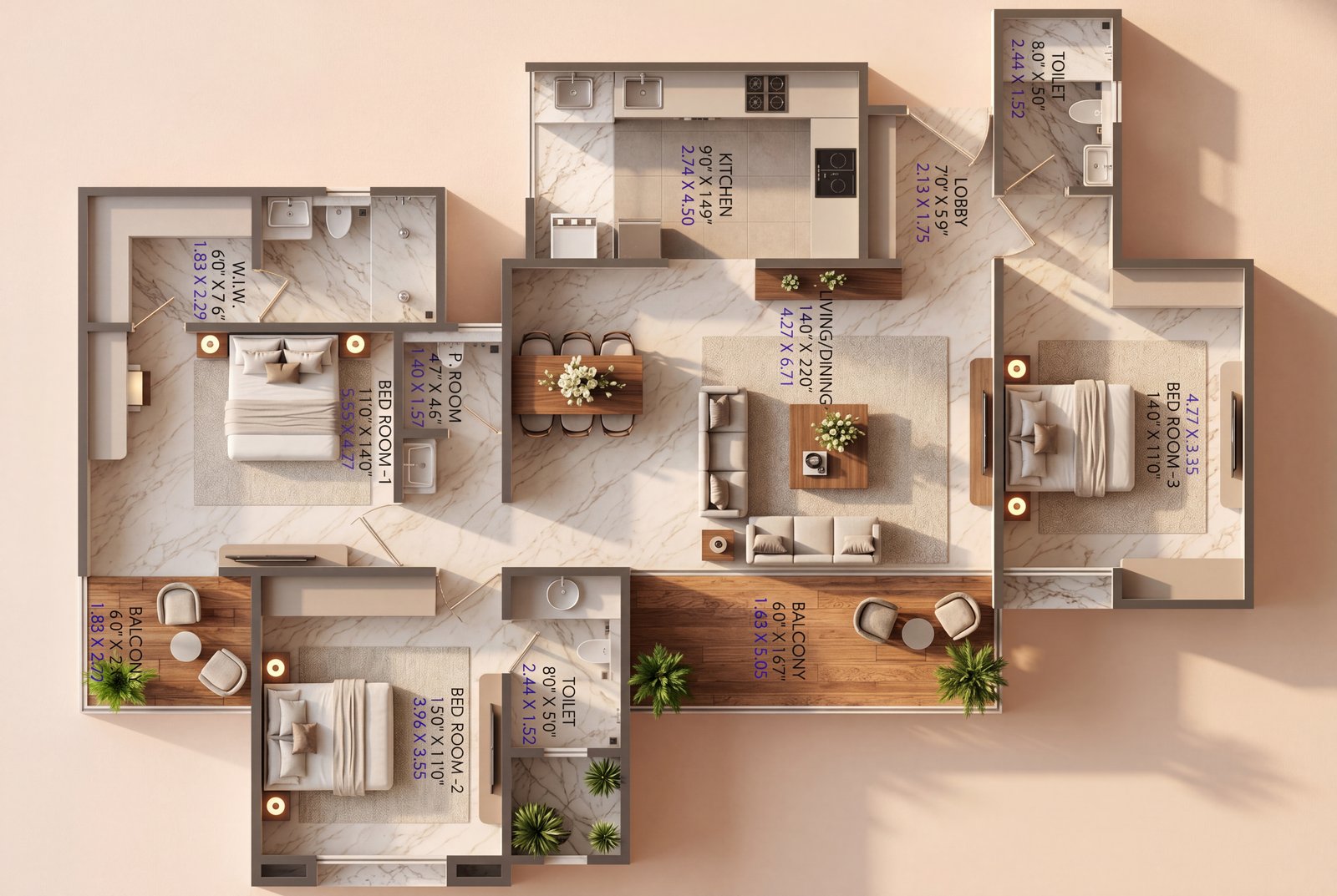 3 BHK Variant 4