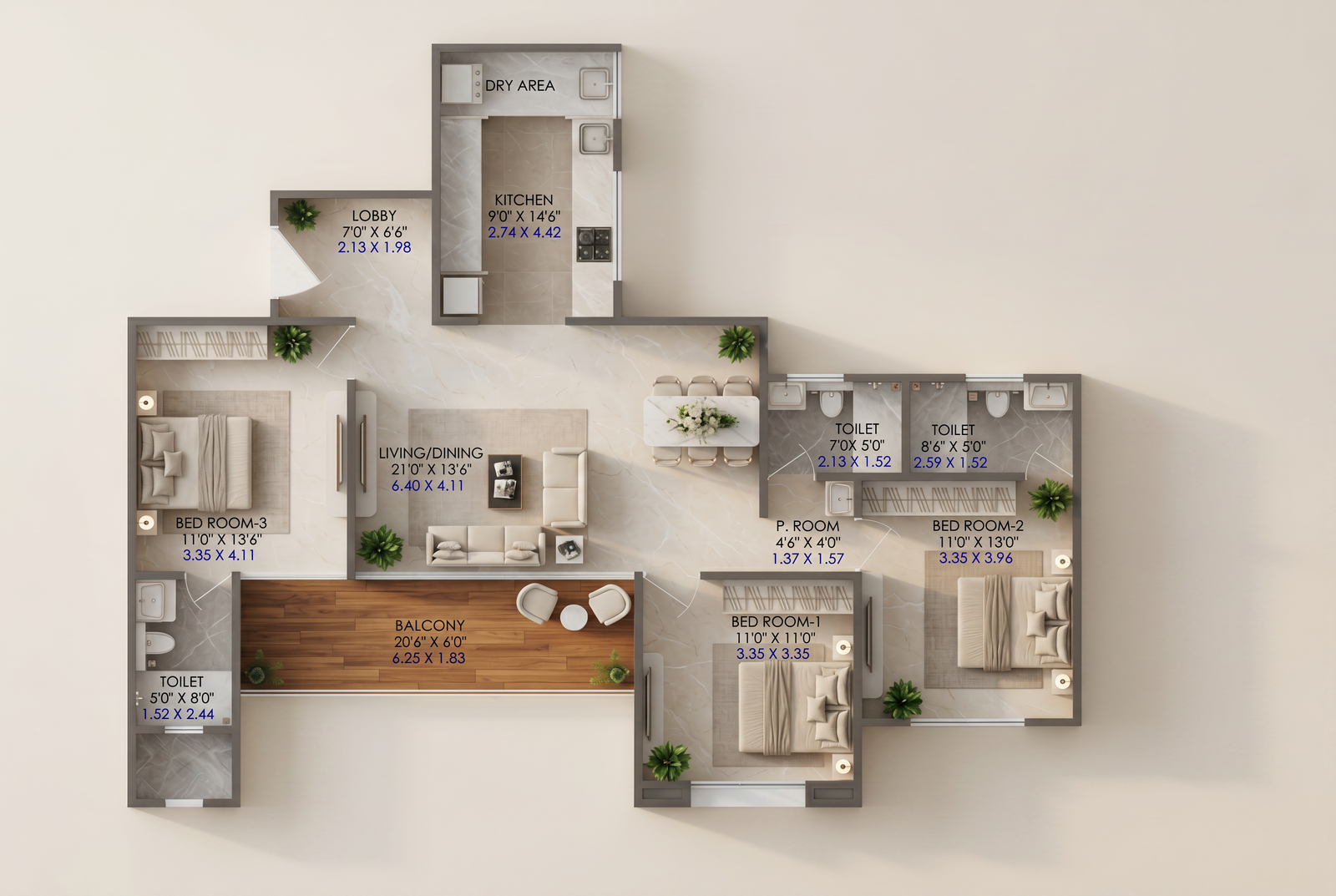 3 BHK Variant 5